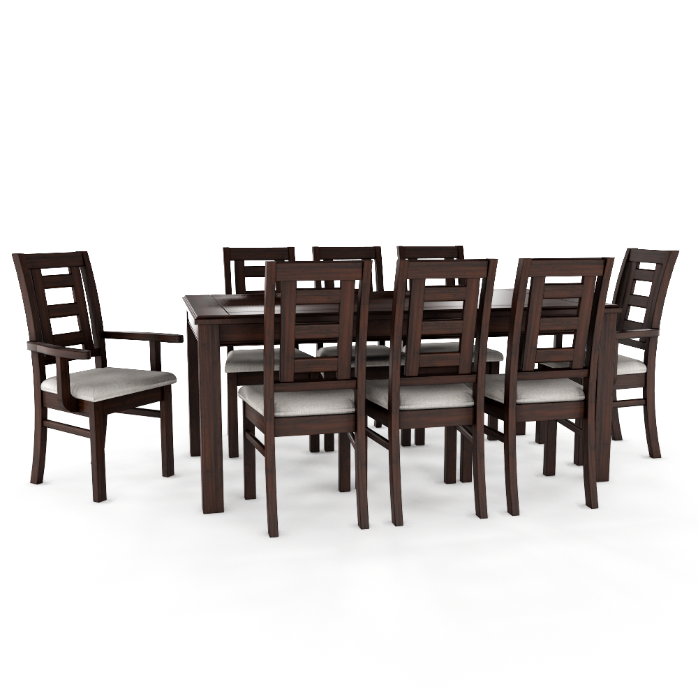 JUEGO DE COMEDOR SEVILLA 8 SILLAS INCLUYE 2 SITIALES CHOCOLATE MESA 1.8 RECTANGULAR MADERA - 2