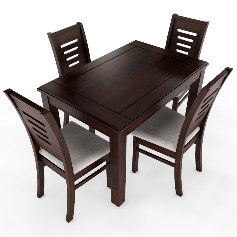 JUEGO DE COMEDOR ROMA 4 SILLAS NOGAL MESA RECTANGULAR - 1