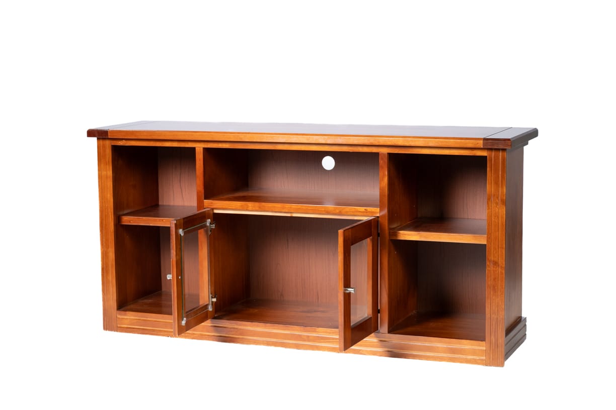 RACK BERLIN 1500 MADERA NOGAL VIDRIO - 2