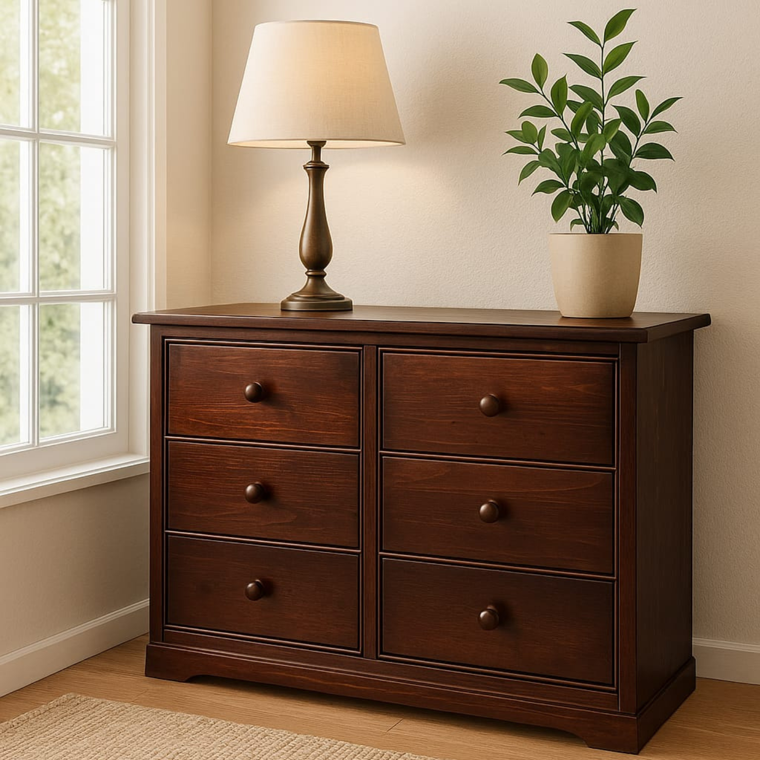 COMODA BERLIN MADERA CHOCOLATE 6 CAJONES - 6