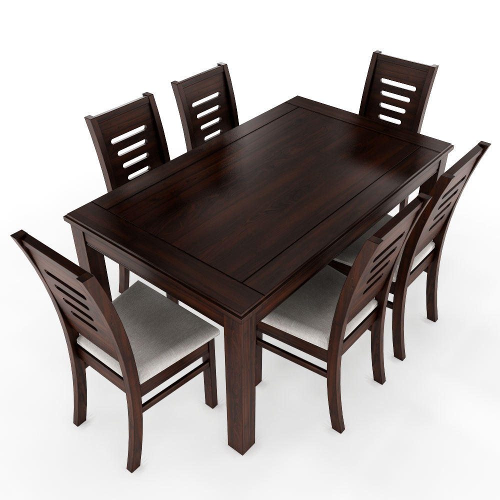JUEGO DE COMEDOR ROMA 6 SILLAS CHOCOLATE MESA RECTANGULAR MADERA - 1