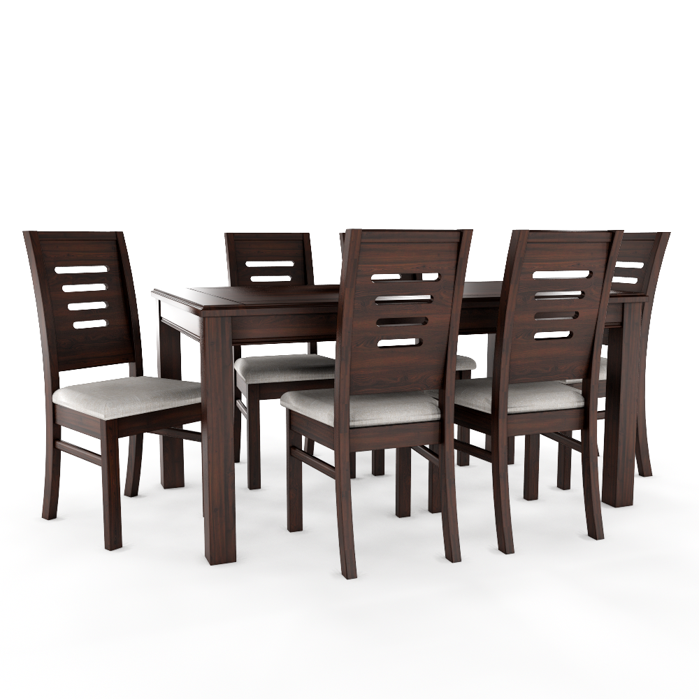 JUEGO DE COMEDOR ROMA 6 SILLAS CHOCOLATE MESA RECTANGULAR MADERA - 2