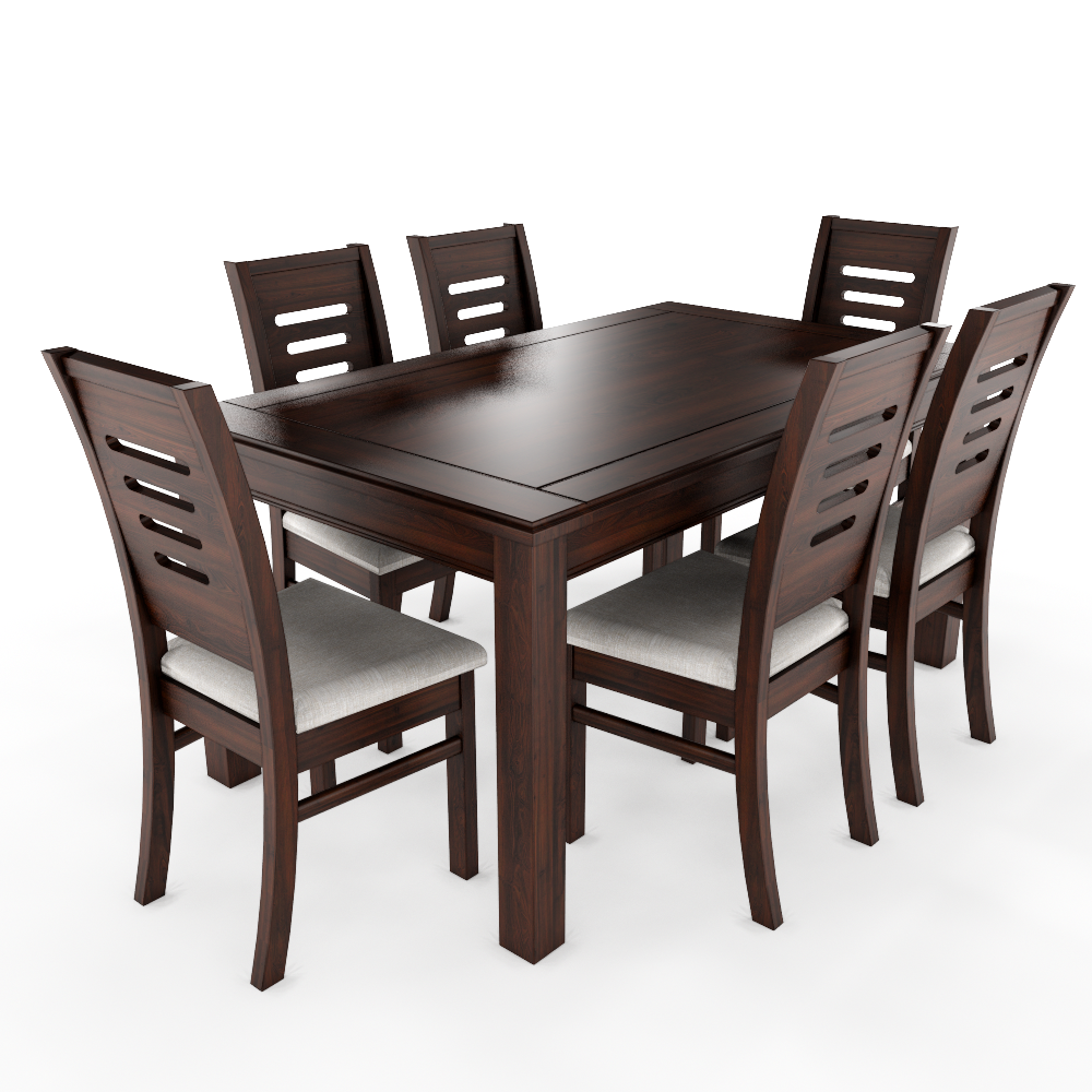 JUEGO DE COMEDOR ROMA 6 SILLAS CHOCOLATE MESA RECTANGULAR MADERA - 3