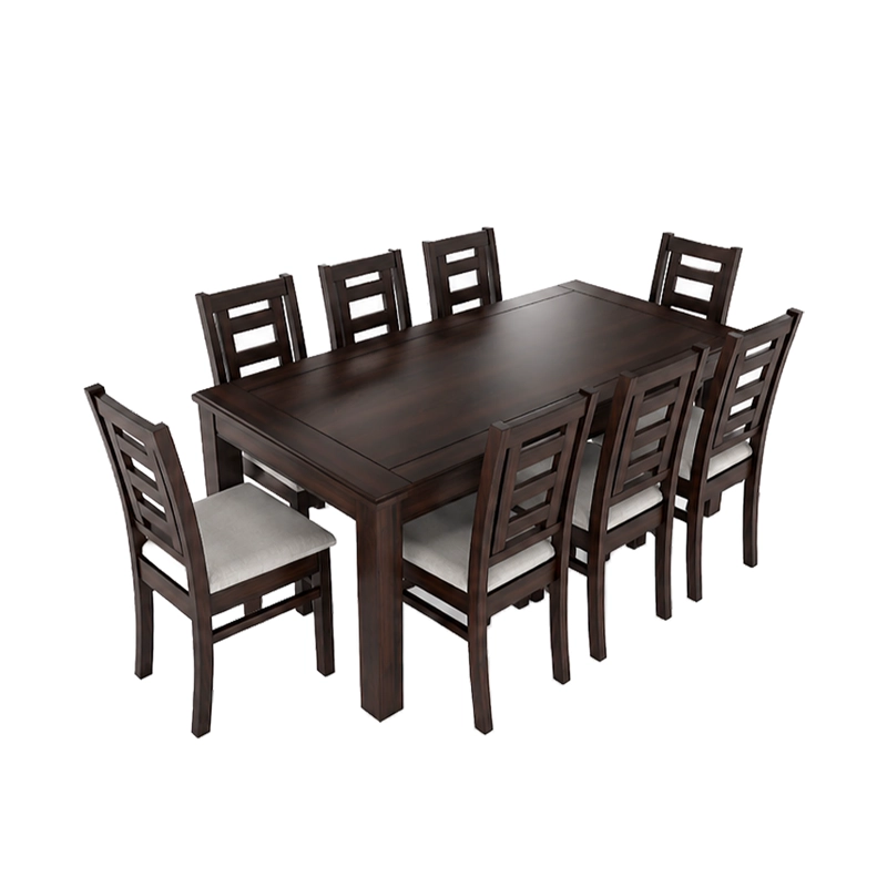 JUEGO DE COMEDOR SEVILLA 8 SILLAS CHOCOLATE MESA RECTANGULAR MADERA - 1