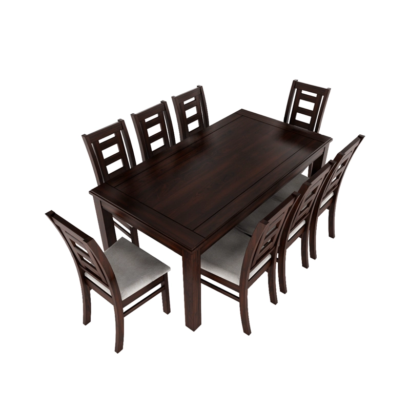 JUEGO DE COMEDOR SEVILLA 8 SILLAS CHOCOLATE MESA RECTANGULAR MADERA - 2