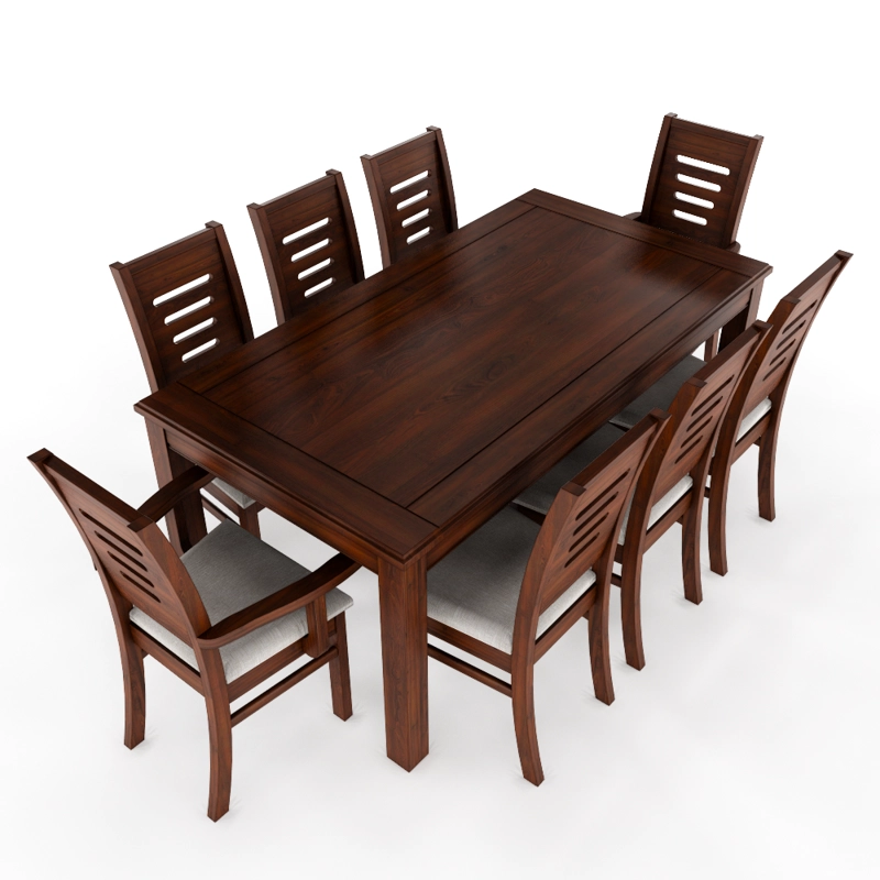JUEGO DE COMEDOR ROMA 8 SILLAS INCLUYE 2 SITIALES NOGAL MESA 1.8 RECTANGULAR MADERA - 1
