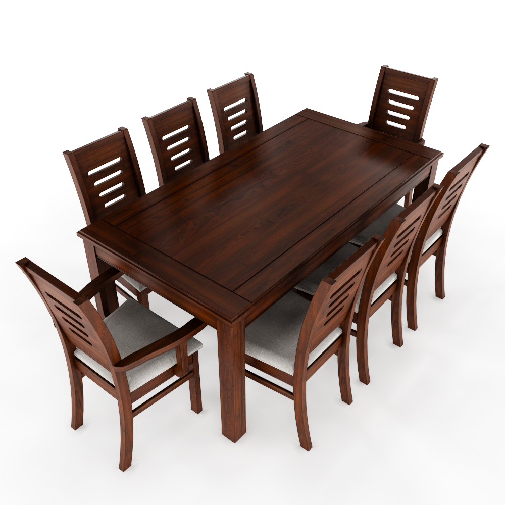 JUEGO DE COMEDOR ROMA 8 SILLAS INCLUYE 2 SITIALES NOGAL MESA 1.8 RECTANGULAR MADERA - 1