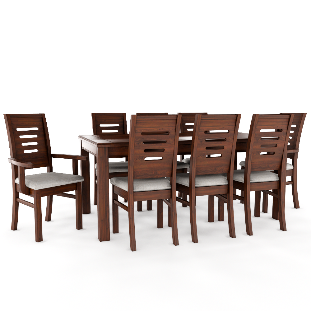 JUEGO DE COMEDOR ROMA 8 SILLAS INCLUYE 2 SITIALES NOGAL MESA 1.8 RECTANGULAR MADERA - 2
