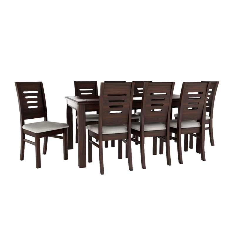 JUEGO DE COMEDOR ROMA 8 SILLAS CHOCOLATE MESA RECTANGULAR MADERA - 1