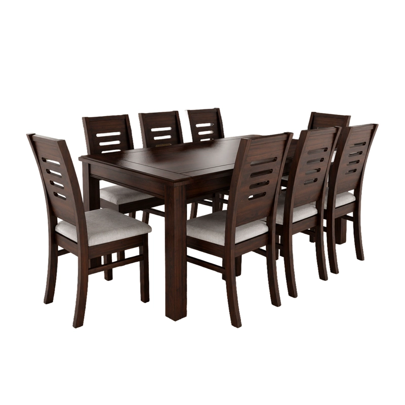 JUEGO DE COMEDOR ROMA 8 SILLAS CHOCOLATE MESA RECTANGULAR MADERA - 2