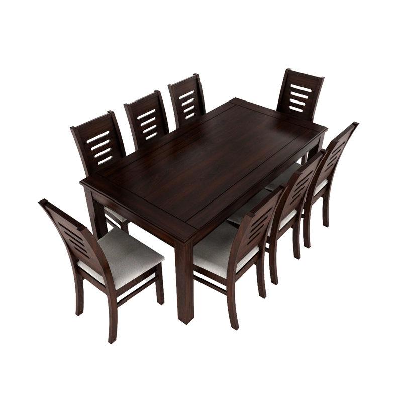 JUEGO DE COMEDOR ROMA 8 SILLAS CHOCOLATE MESA RECTANGULAR MADERA - 3