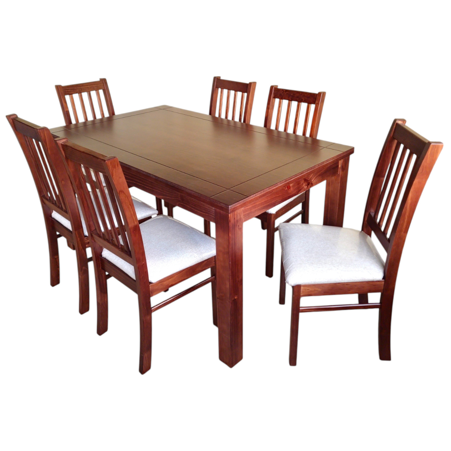 JUEGO DE COMEDOR MILAN 6 SILLAS NOGAL MESA 1.6 RECTANGULAR MADERA - 1