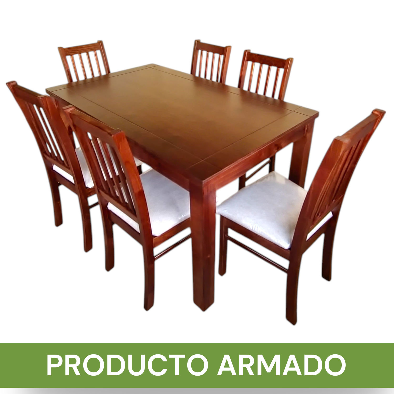 JUEGO DE COMEDOR MILAN 6 SILLAS NOGAL MESA 1.6 RECTANGULAR MADERA - 2