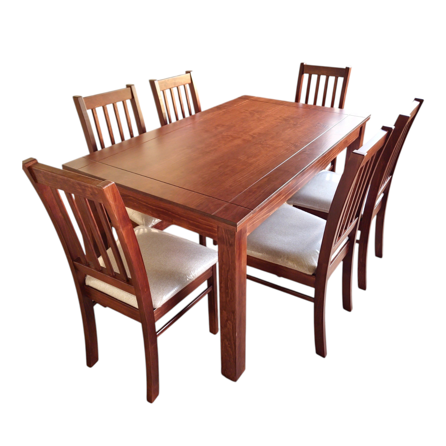 JUEGO DE COMEDOR MILAN 6 SILLAS NOGAL MESA 1.6 RECTANGULAR MADERA - 4