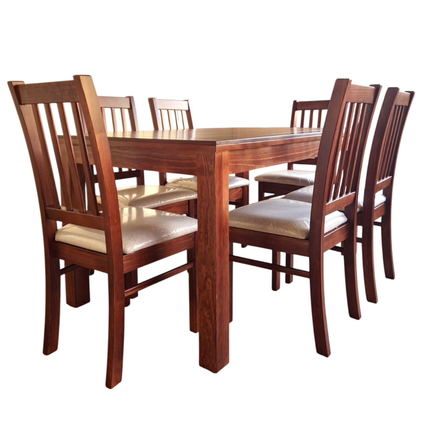 JUEGO DE COMEDOR MILAN 6 SILLAS NOGAL MESA 1.6 RECTANGULAR MADERA - 5
