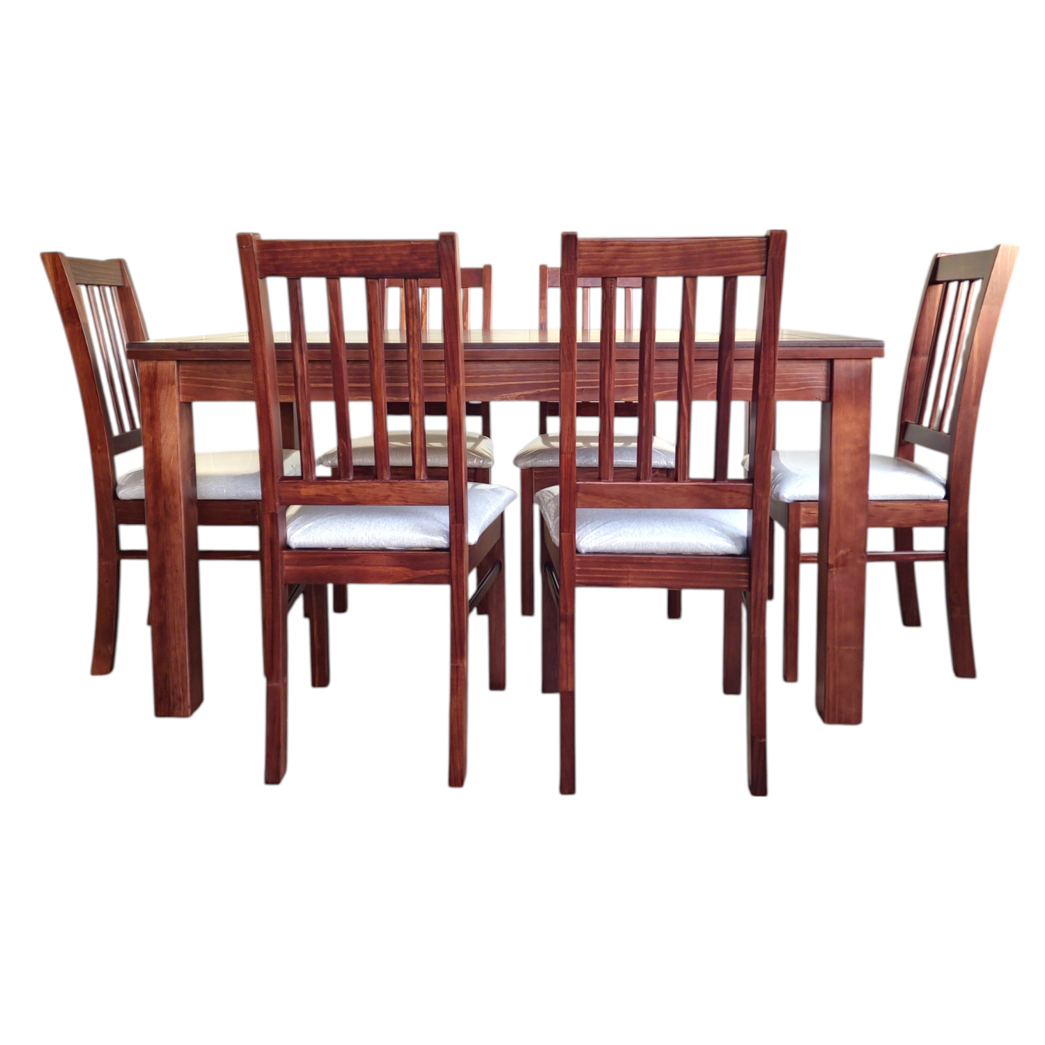 JUEGO DE COMEDOR MILAN 6 SILLAS NOGAL MESA 1.6 RECTANGULAR MADERA - 6