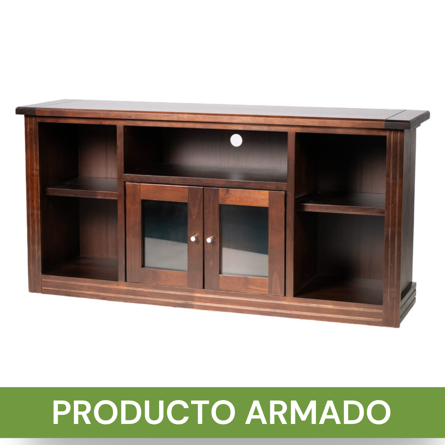 RACK BERLIN 1500 MADERA CHOCOLATE VIDRIO - 5