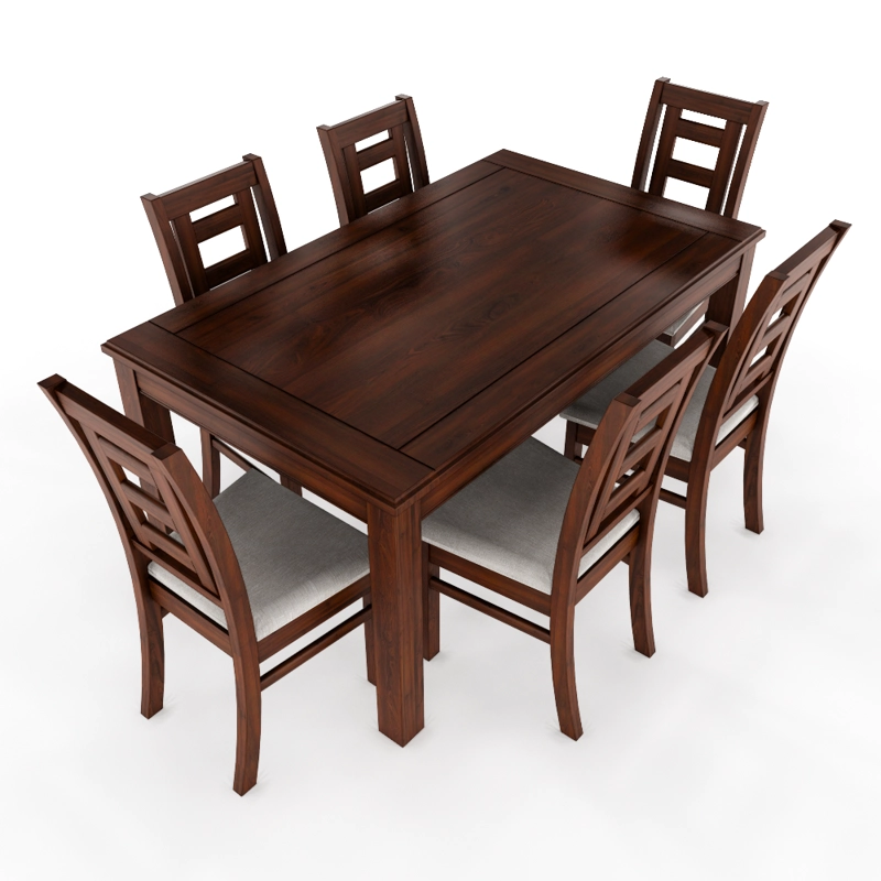 JUEGO DE COMEDOR SEVILLA 6 SILLAS NOGAL MESA RECTANGULAR MADERA - 1