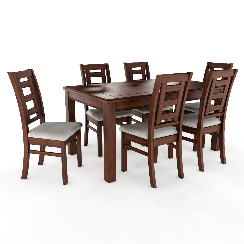 JUEGO DE COMEDOR SEVILLA 6 SILLAS NOGAL MESA RECTANGULAR MADERA - 2