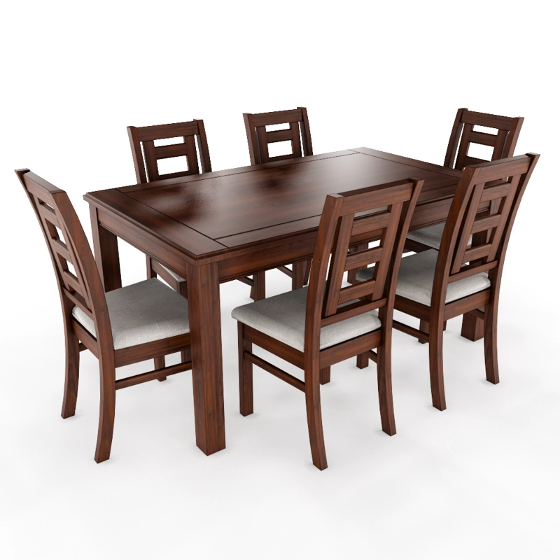 JUEGO DE COMEDOR SEVILLA 6 SILLAS NOGAL MESA RECTANGULAR MADERA - 3