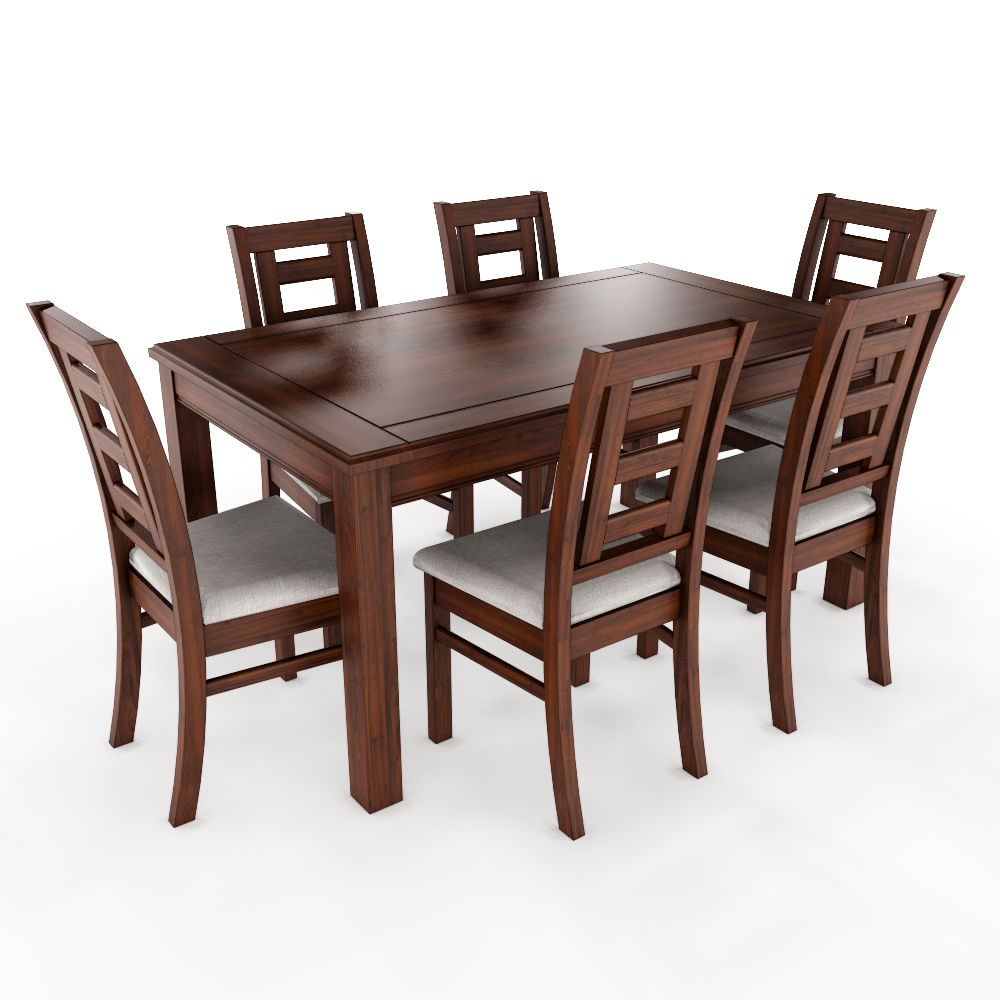 JUEGO DE COMEDOR SEVILLA 6 SILLAS NOGAL MESA RECTANGULAR MADERA - 3