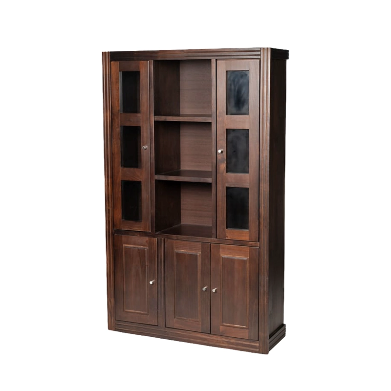 VITRINA BERLIN CHOCOLATE 3 CUERPOS MADERA PUERTA VIDRIO - 1