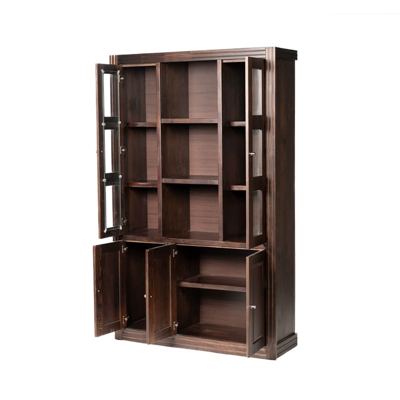 VITRINA BERLIN CHOCOLATE 3 CUERPOS MADERA PUERTA VIDRIO - 2
