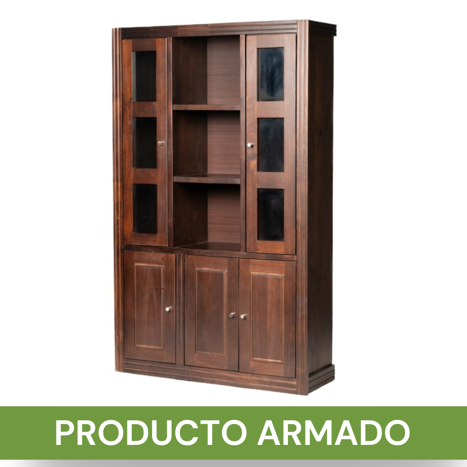 VITRINA BERLIN CHOCOLATE 3 CUERPOS MADERA PUERTA VIDRIO - 4