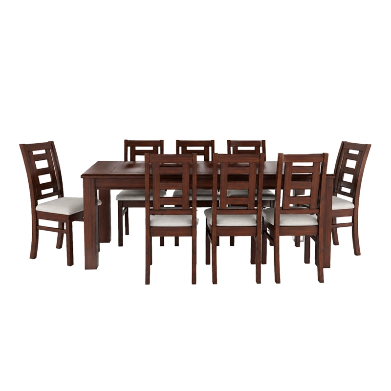 JUEGO DE COMEDOR SEVILLA 8 SILLAS NOGAL MESA RECTANGULAR MADERA - 1