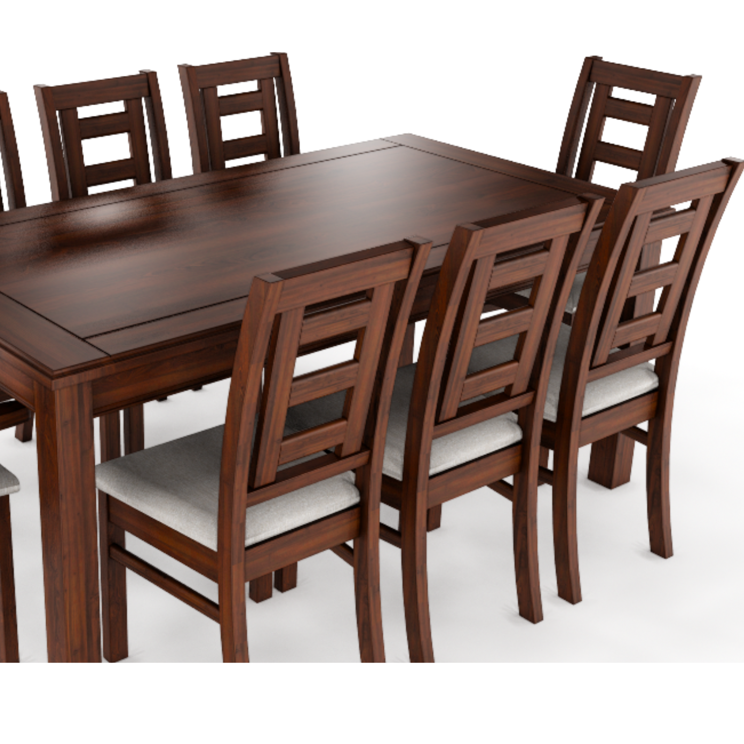 JUEGO DE COMEDOR SEVILLA 8 SILLAS NOGAL MESA RECTANGULAR MADERA - 1