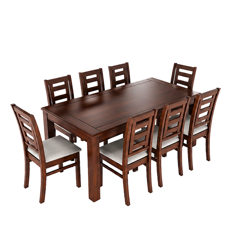 JUEGO DE COMEDOR SEVILLA 8 SILLAS NOGAL MESA RECTANGULAR MADERA - 2