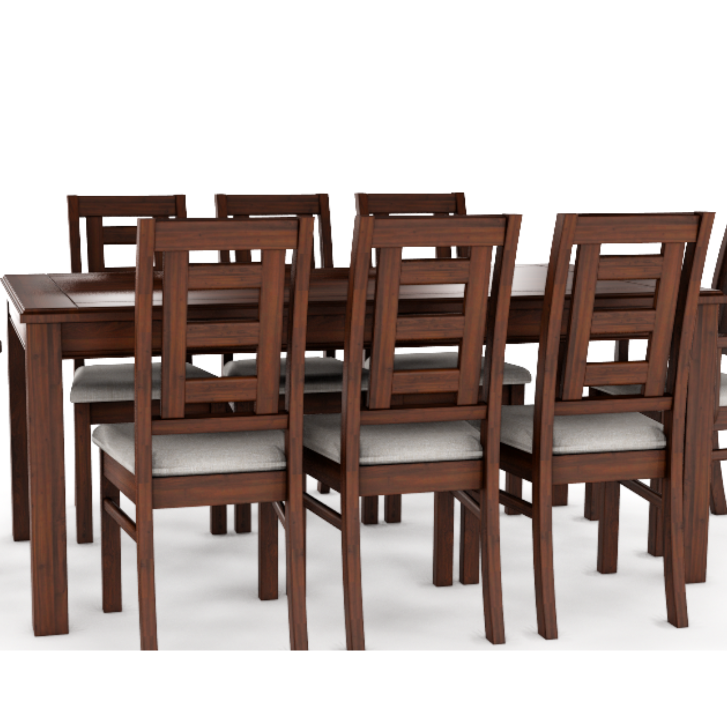 JUEGO DE COMEDOR SEVILLA 8 SILLAS NOGAL MESA RECTANGULAR MADERA - 2