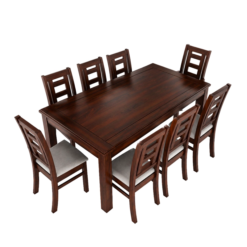 JUEGO DE COMEDOR SEVILLA 8 SILLAS NOGAL MESA RECTANGULAR MADERA - 3