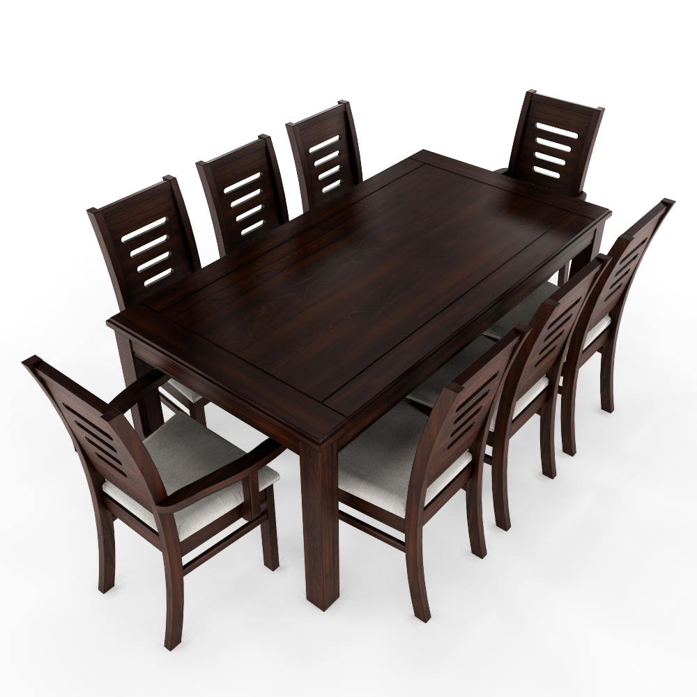 JUEGO DE COMEDOR ROMA 8 SILLAS INCLUYE 2 SITIALES CHOCOLATE MESA 1.8 RECTANGULAR MADERA - 1
