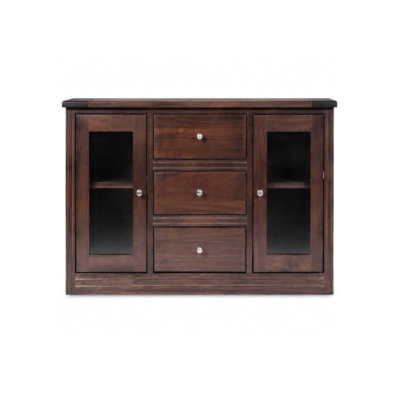 BUFFET BERLIN MADERA CHOCOLATE VIDRIO - 1