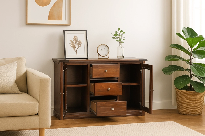 BUFFET BERLIN MADERA CHOCOLATE VIDRIO - 7