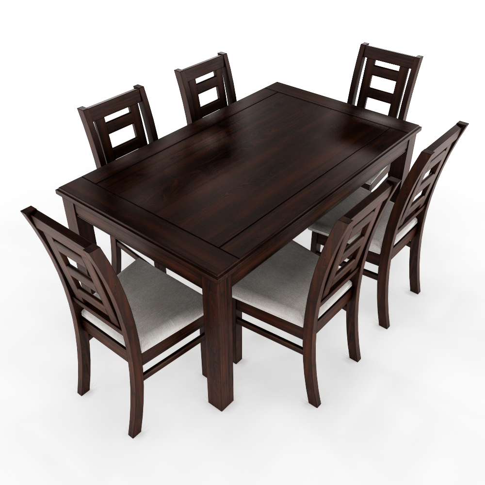 JUEGO DE COMEDOR SEVILLA 6 SILLAS CHOCOLATE MESA RECTANGULAR MADERA - 1