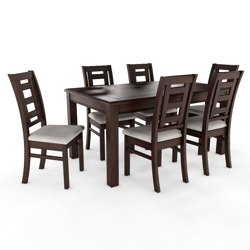 JUEGO DE COMEDOR SEVILLA 6 SILLAS CHOCOLATE MESA RECTANGULAR MADERA - 2