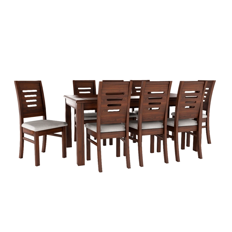 JUEGO DE COMEDOR ROMA 8 SILLAS NOGAL MESA RECTANGULAR MADERA - 1