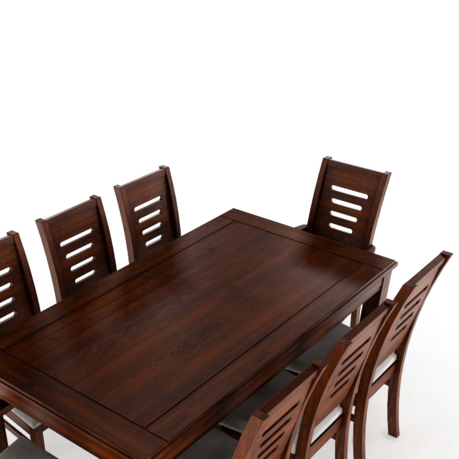 JUEGO DE COMEDOR ROMA 8 SILLAS NOGAL MESA RECTANGULAR MADERA - 1