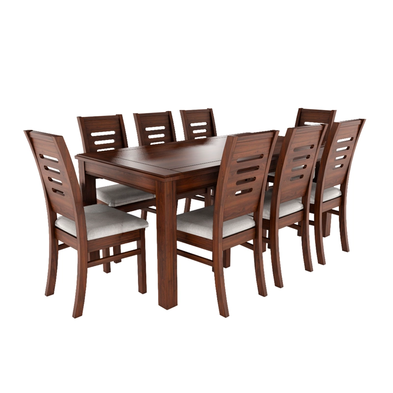 JUEGO DE COMEDOR ROMA 8 SILLAS NOGAL MESA RECTANGULAR MADERA - 2