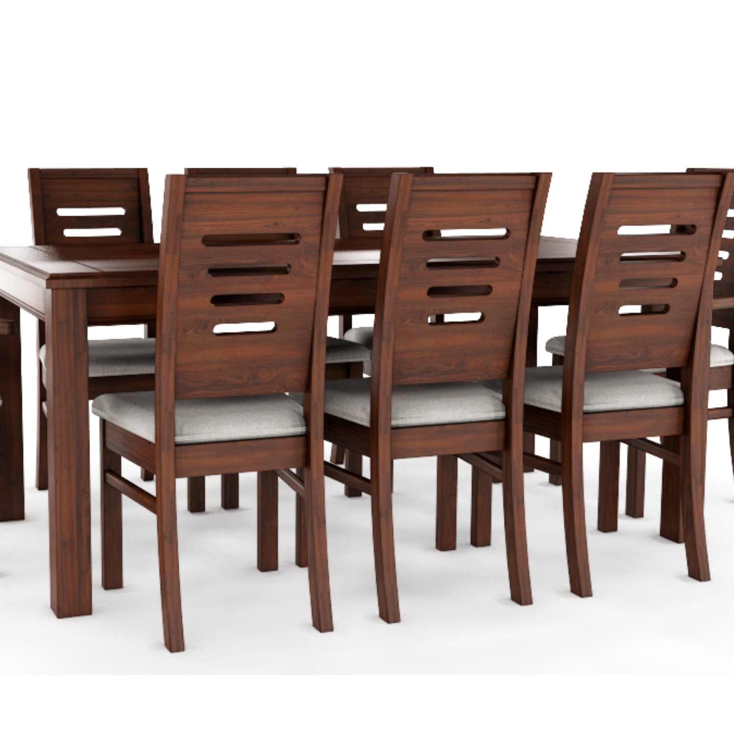 JUEGO DE COMEDOR ROMA 8 SILLAS NOGAL MESA RECTANGULAR MADERA - 2