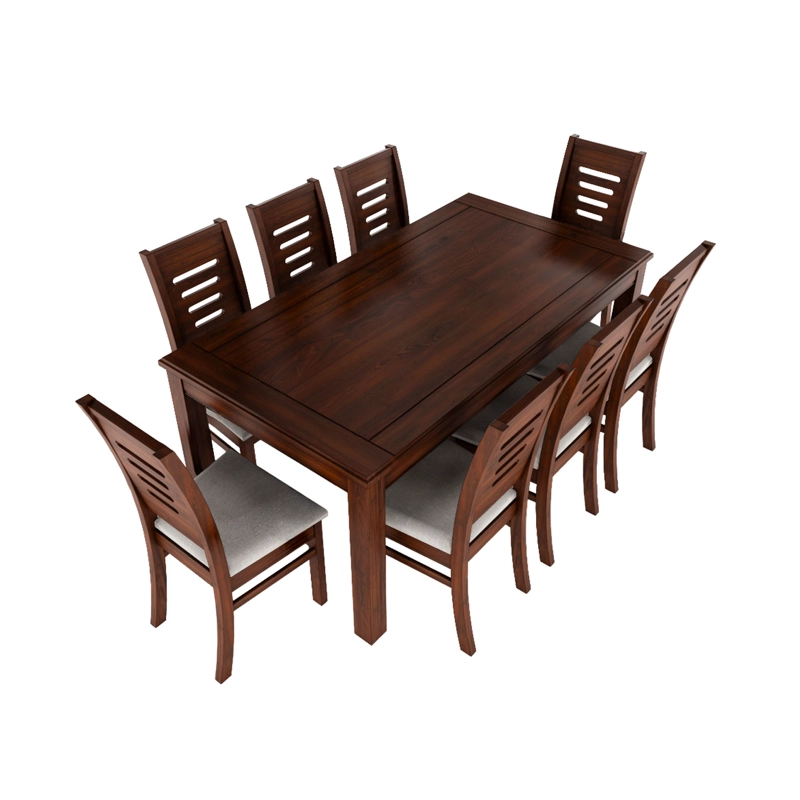 JUEGO DE COMEDOR ROMA 8 SILLAS NOGAL MESA RECTANGULAR MADERA - 3