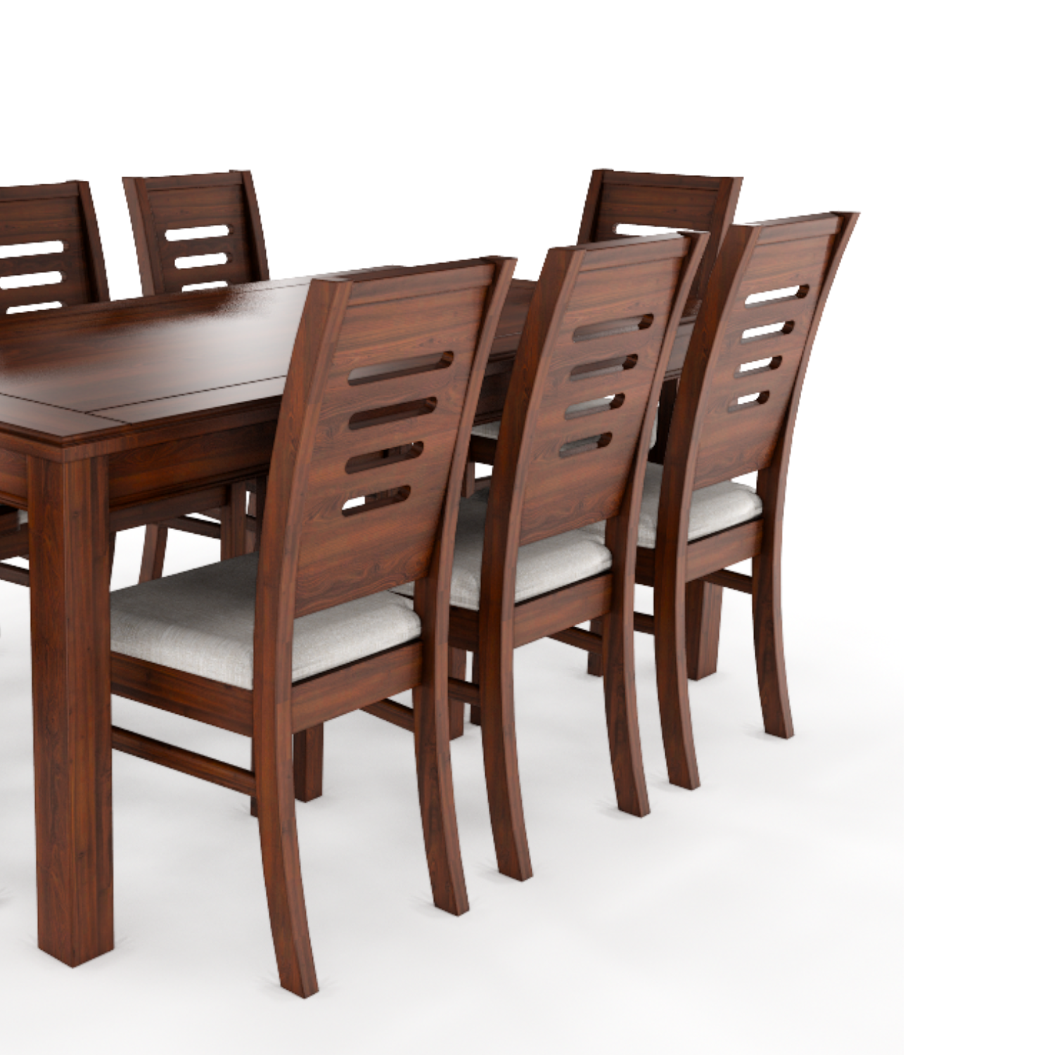 JUEGO DE COMEDOR ROMA 8 SILLAS NOGAL MESA RECTANGULAR MADERA - 3