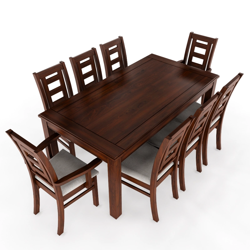 JUEGO DE COMEDOR SEVILLA 8 SILLAS INCLUYE 2 SITIALES NOGAL MESA 1.8 RECTANGULAR MADERA - 1