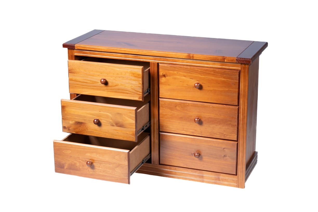 COMODA BERLIN MADERA NOGAL 6 CAJONES - 2