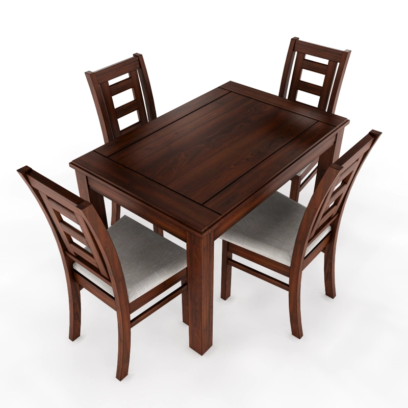 JUEGO DE COMEDOR SEVILLA 4 SILLAS NOGAL MESA RECTANGULAR MADERA - 1