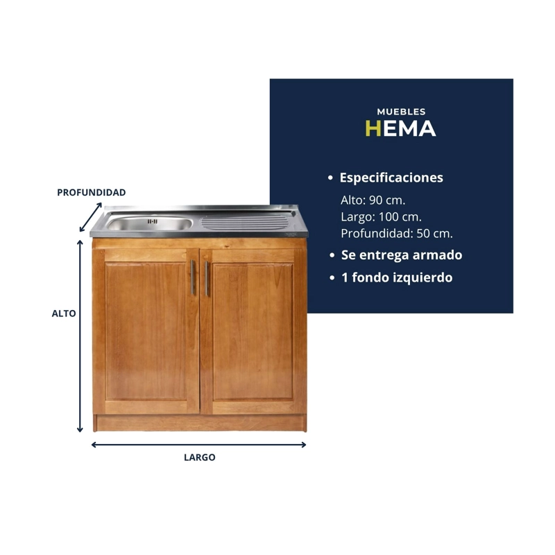 LAVAPLATO BERLIN MADERA NOGAL 100 CM - 6