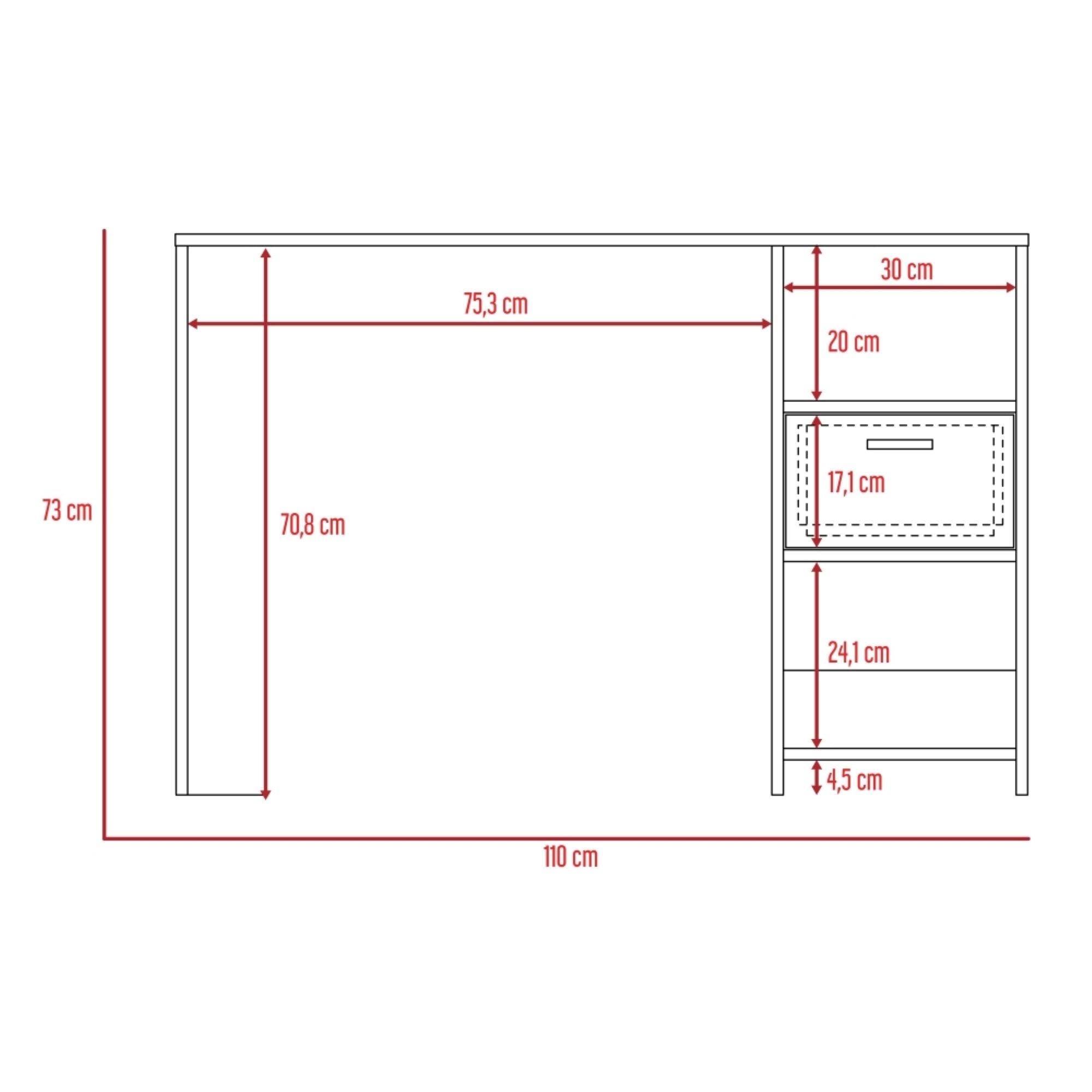 ESCRITORIO OFFICE W-110 WENGUE 73X110X43 CM - 4