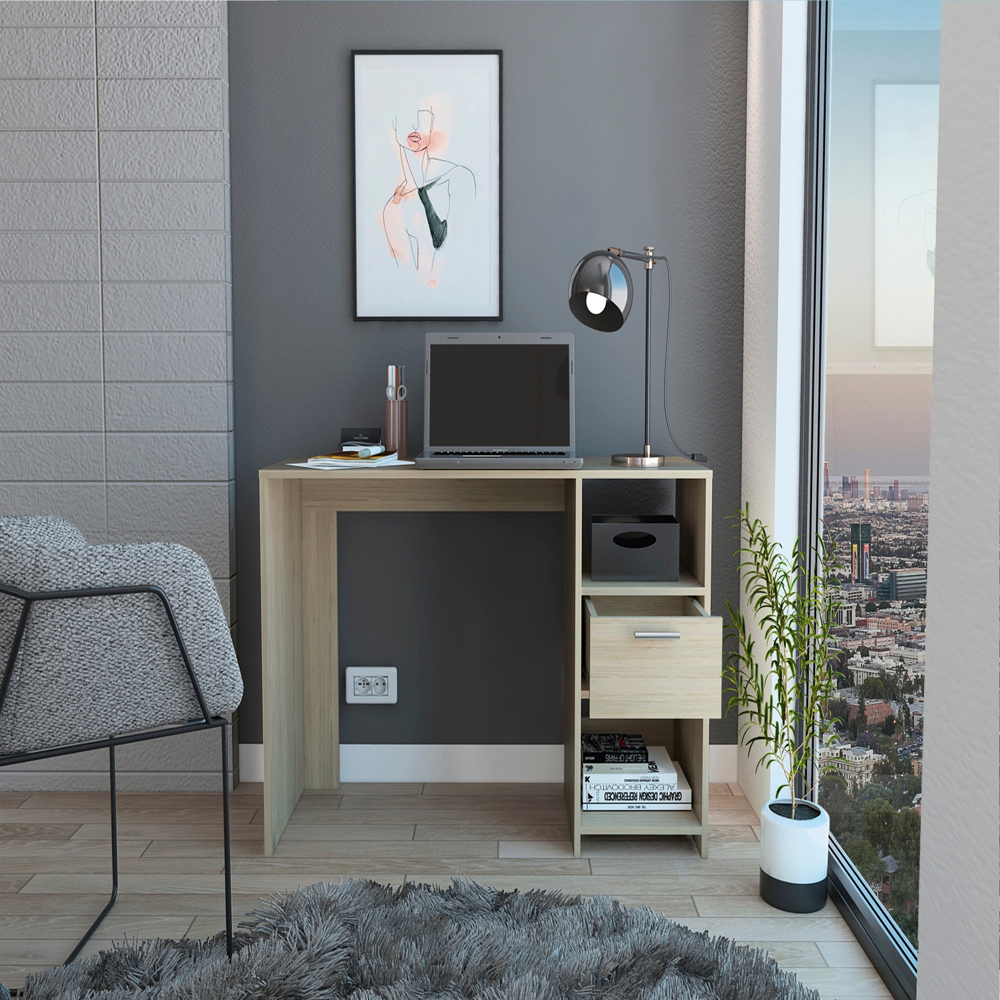 ESCRITORIO OFFICE W-110 ROVERE 73X110X43 CM - 2